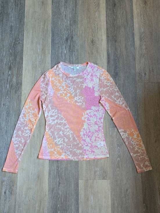 AFRM Tops - AFRM Sheer Mesh Long Sleeve Top in Pink and Peach